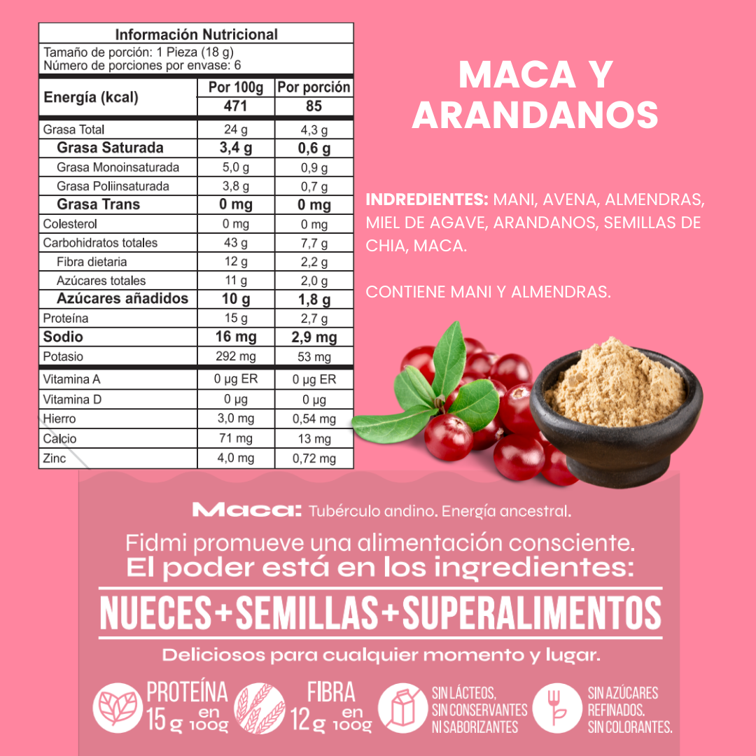 Maca y Arándanos — Doypack 108 g