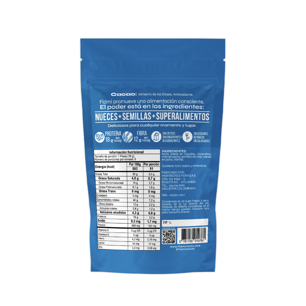 Cacao y Vainilla — Doypack 108 g