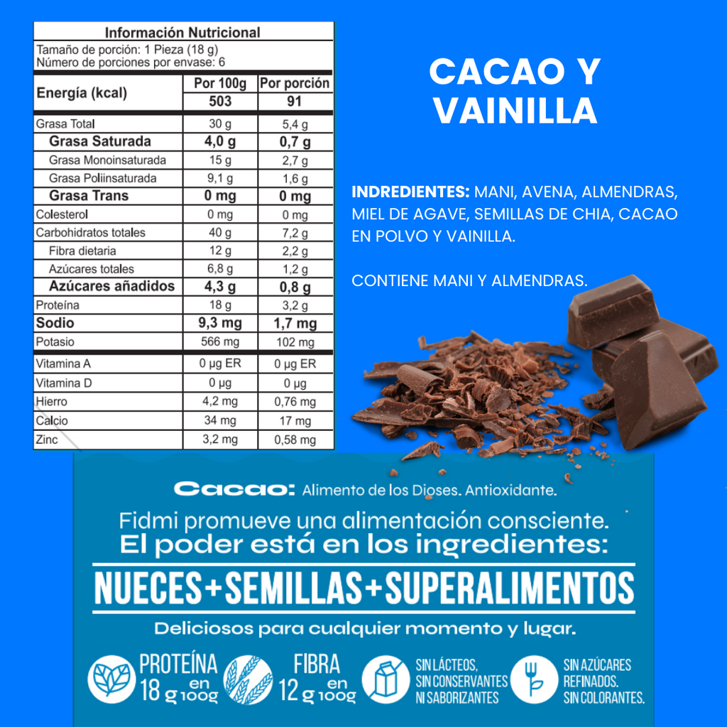 Cacao y Vainilla — Doypack 108 g