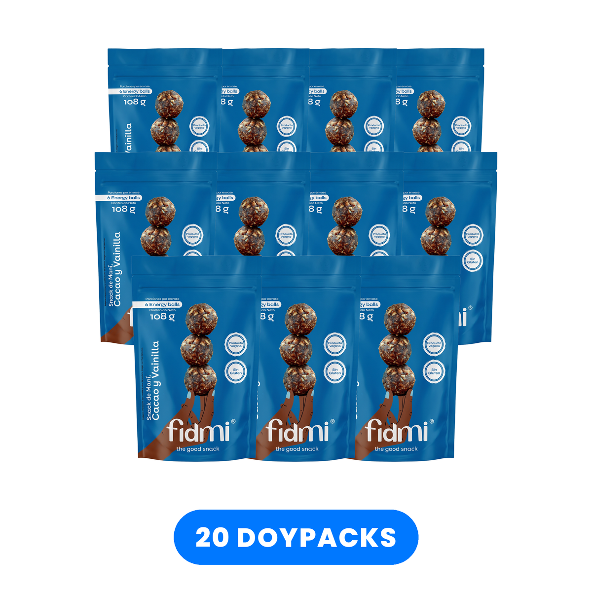 Caja Fidmi de 20 doypacks Cacao y Vainilla