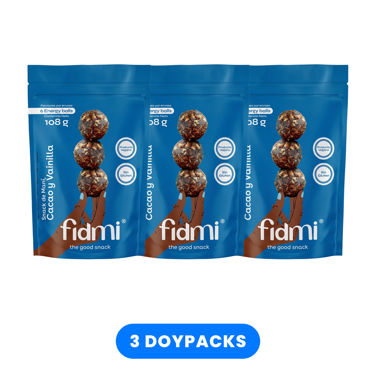 Tripack Fidmi Cacao y Vainilla: 3 doypacks de 108 g