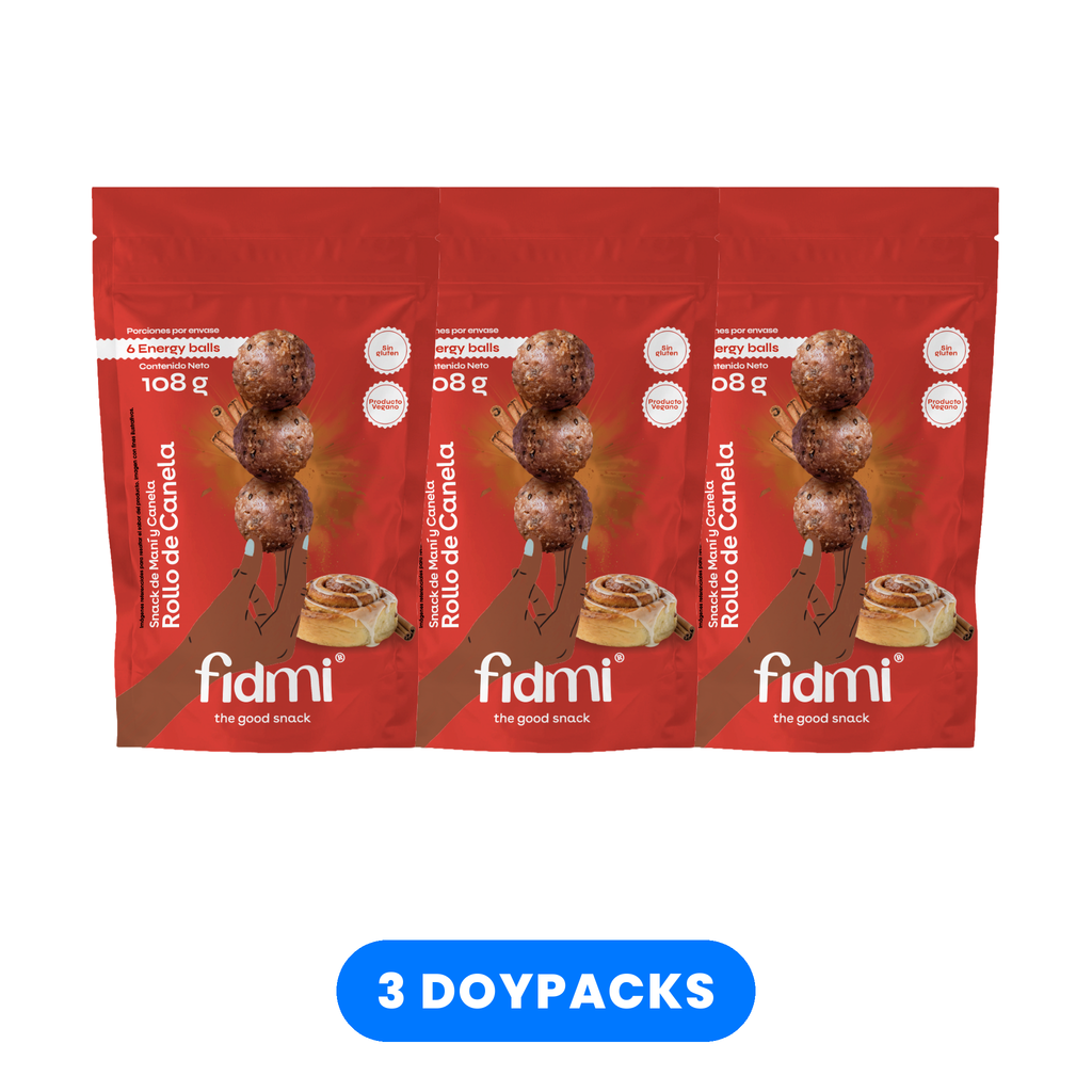 Tripack Fidmi Cinnamon Roll: 3 doypacks de 108 g