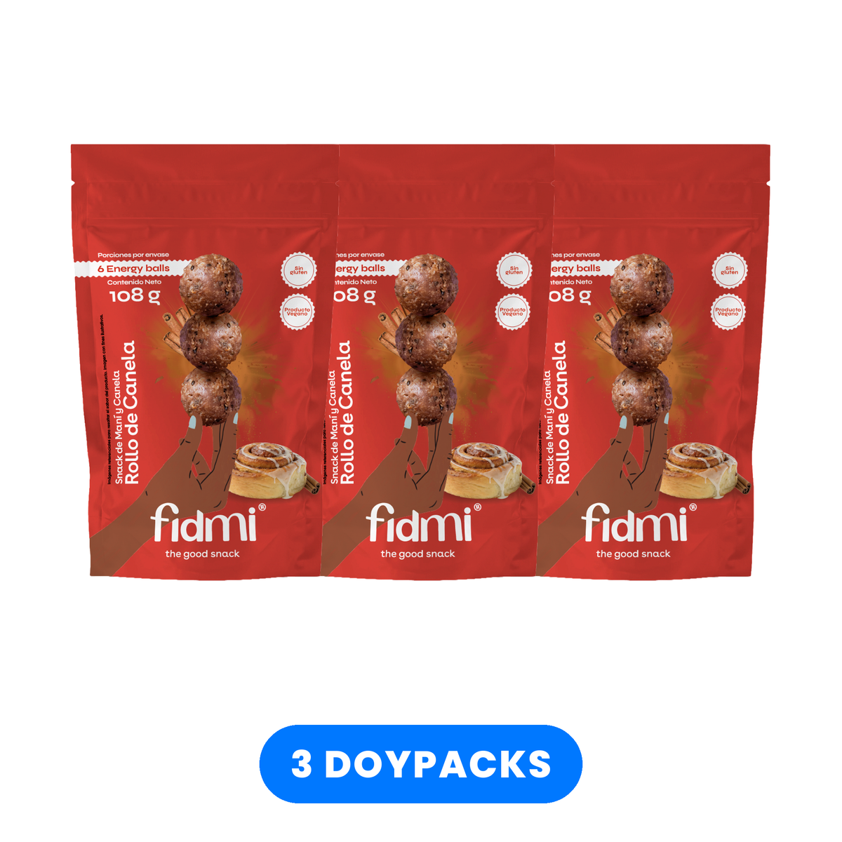 Tripack Fidmi Cinnamon Roll: 3 doypacks de 108 g